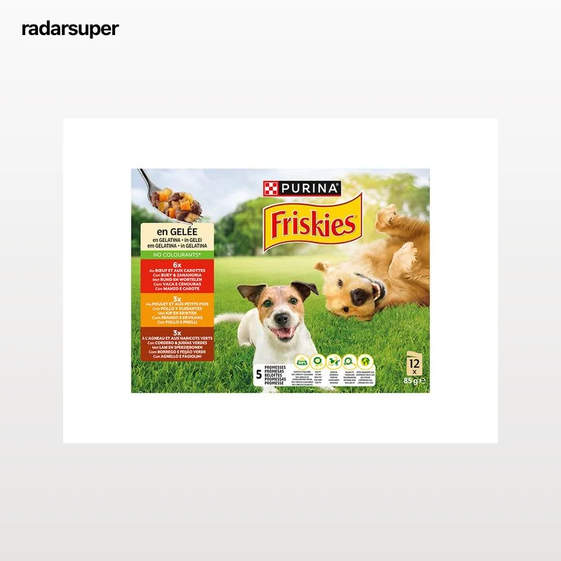 COMIDA HÚMIDA PARA CÃO ADULTO FRISKIES GELATINA VACA / FRANGO / BORREGO 12X85G