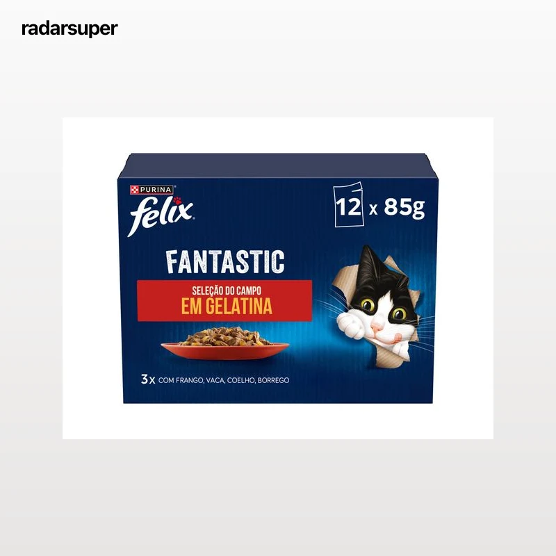 COMIDA HÚMIDA PARA GATO FELIX FANTASTIC CARNE 12X85G