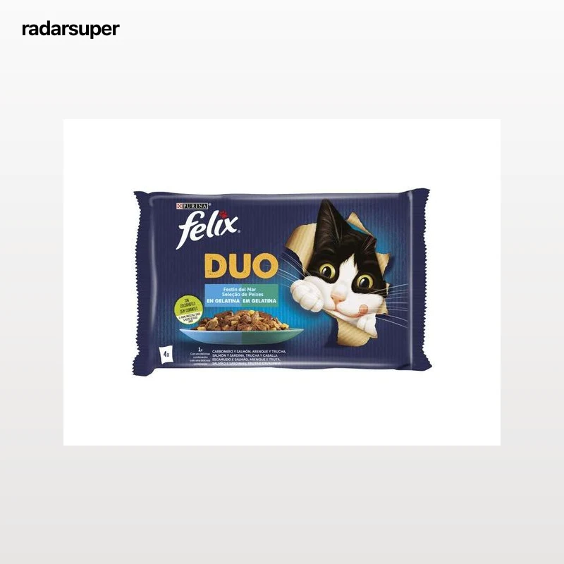 COMIDA HÚMIDA PARA GATO FELIX FANTASTIC DUO PEIXES 4X85G