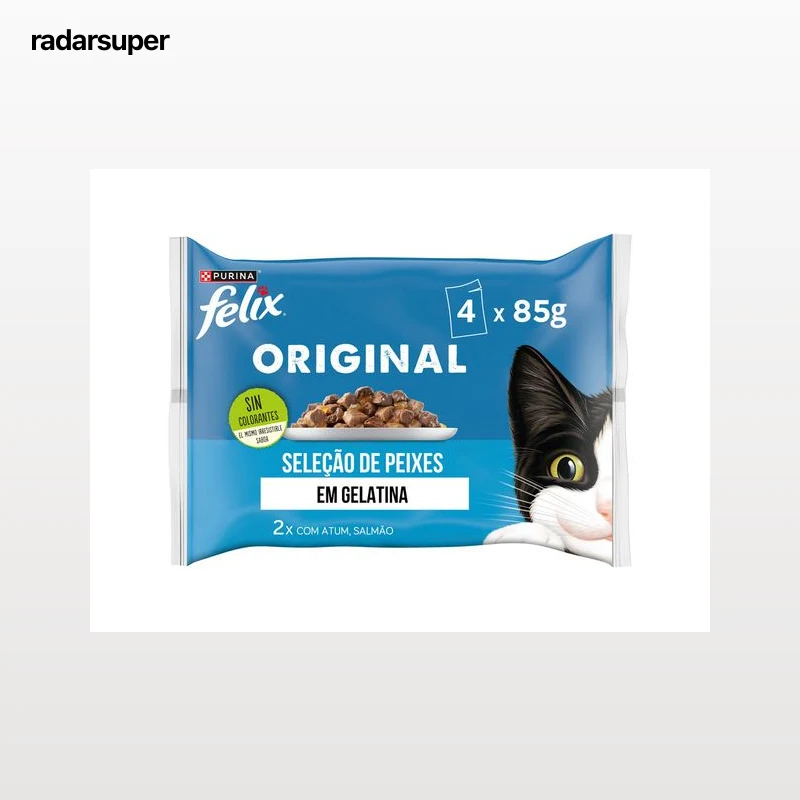 COMIDA HÚMIDA PARA GATO FELIX SELEÇÃO DE PEIXES 4X85G