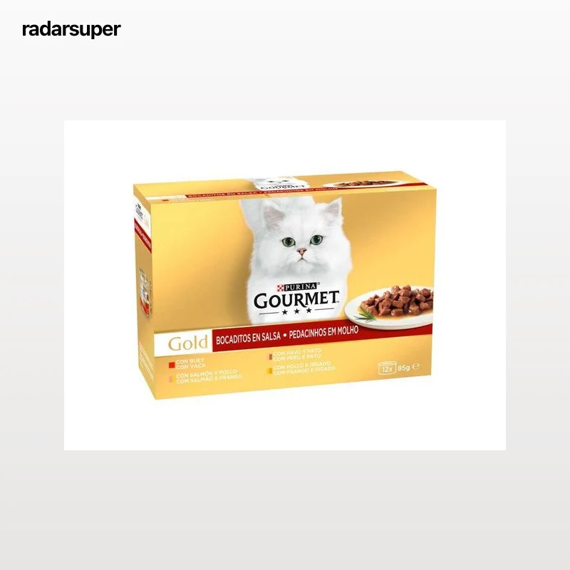 COMIDA HÚMIDA PARA GATO GOURMET GOLD PEDAÇOS EM MOLHO 12X85G