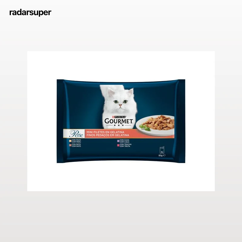 COMIDA HÚMIDA PARA GATO GOURMET PERLE COM GELATINA 4X85G