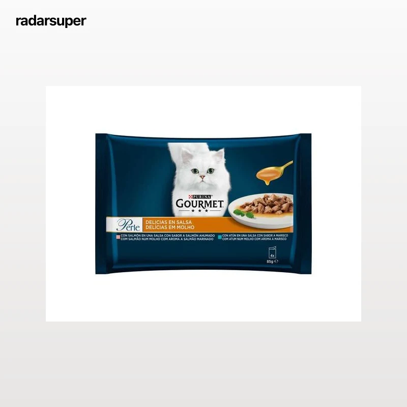 COMIDA HÚMIDA PARA GATO GOURMET PERLE DELÍCIAS EM MOLHO COM PEIXE 4X85G