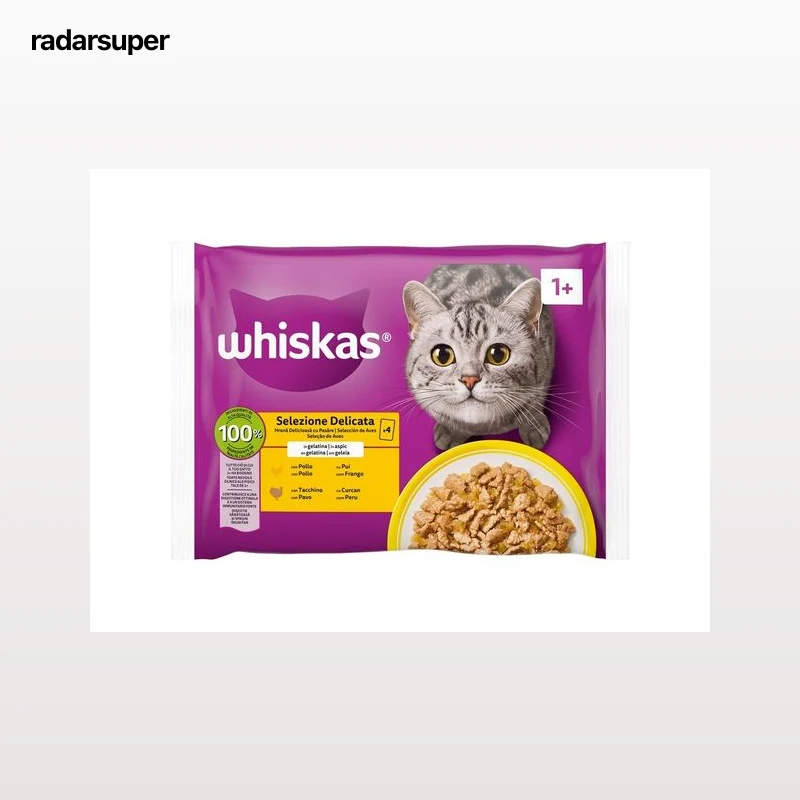 COMIDA HÚMIDA PARA GATO WHISKAS AVES 4X85G