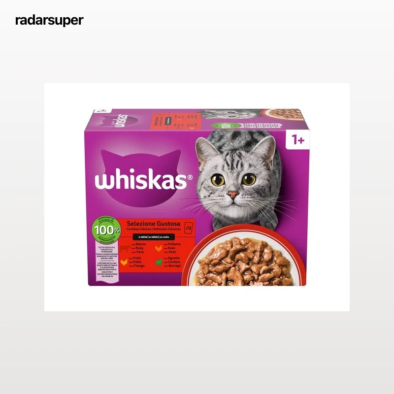 COMIDA HÚMIDA PARA GATO WHISKAS CARNE 12X85G