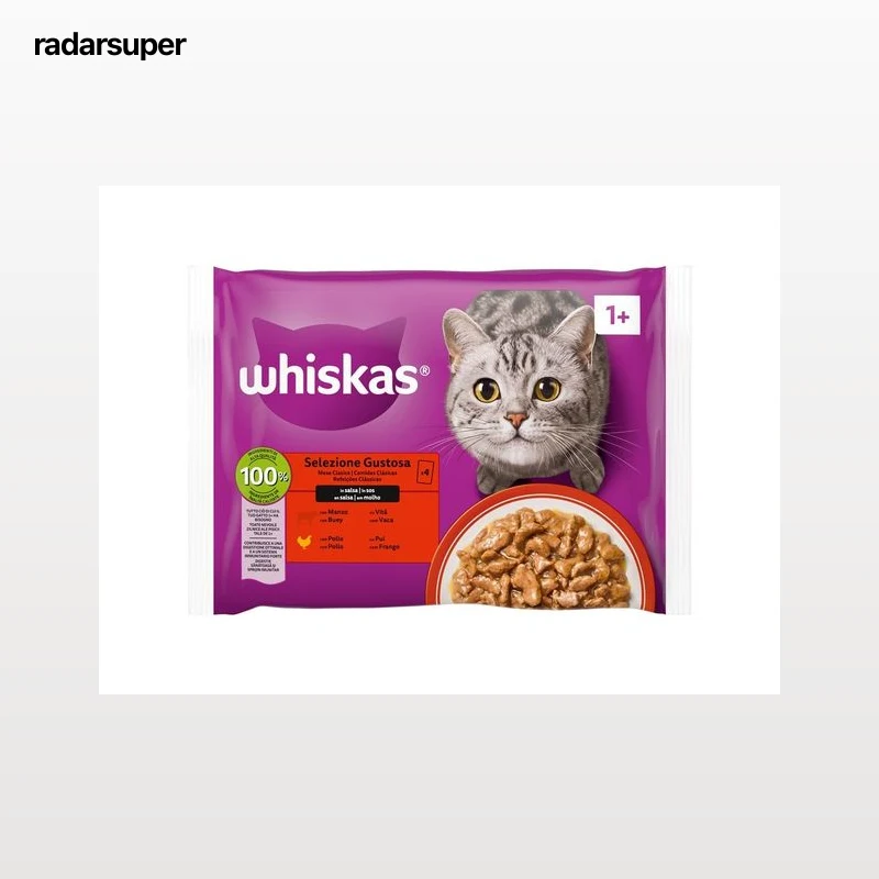 COMIDA HÚMIDA GATO WHISKAS CARNE 4X85G