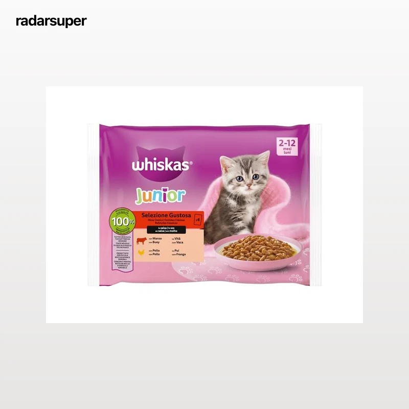 COMIDA HÚMIDA PARA GATO WHISKAS JÚNIOR CARNE 4X85G