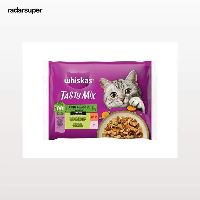 COMIDA HÚMIDA PARA GATO WHISKAS TASTY MIX CHEF 4X85G