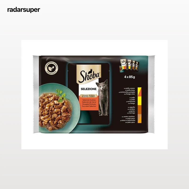 COMIDA HÚMIDA SHEBA VÁRIAS CARNES SAQUETAS 4X85G