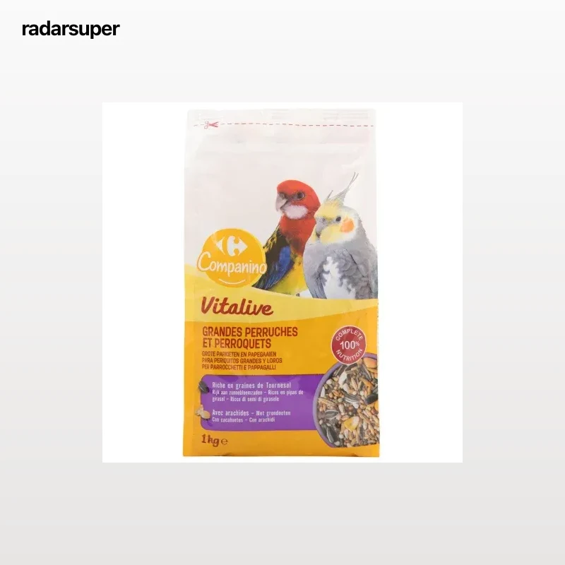 Comida para periquitos grandes y loro Vitalive Carrefour 1kg.