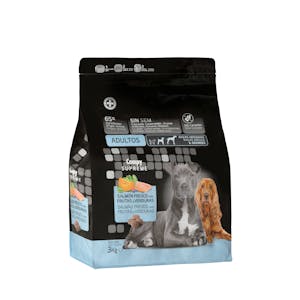 Comida con salmón fresco, frutas y verduras perro adulto Supreme