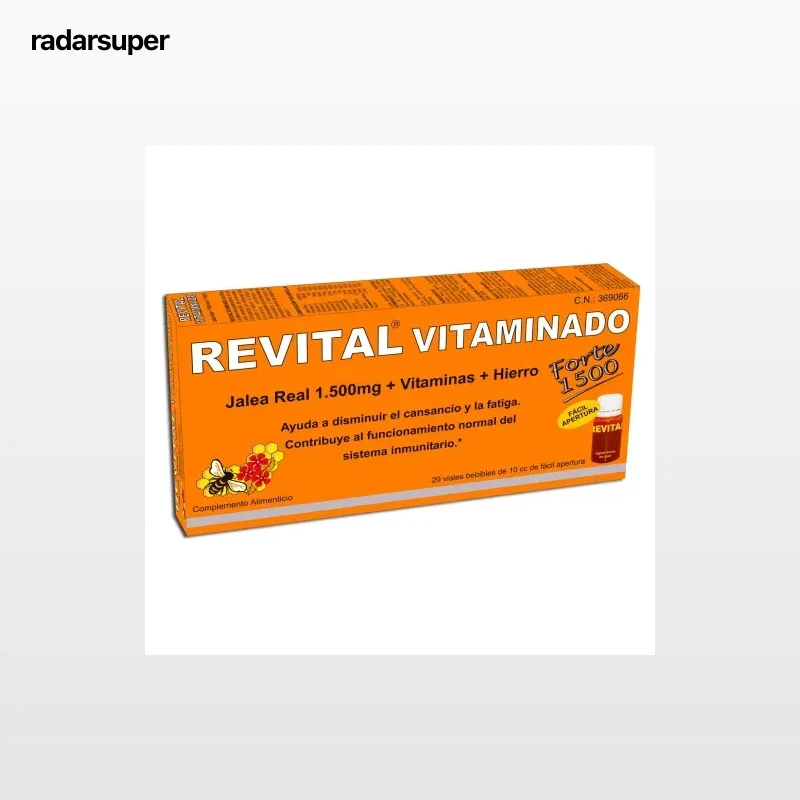 Complemento alimenticio con jalea real, vitaminas y hierro en ampollas Revital Vitaminado Forte 1500 20 ud.