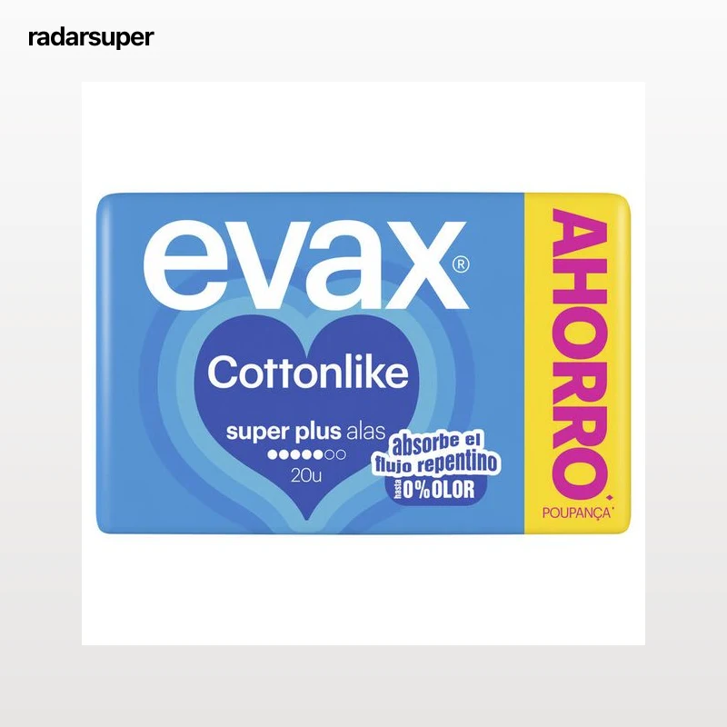 Compresa con alas cottonlike súper plus Evax 20 unidades