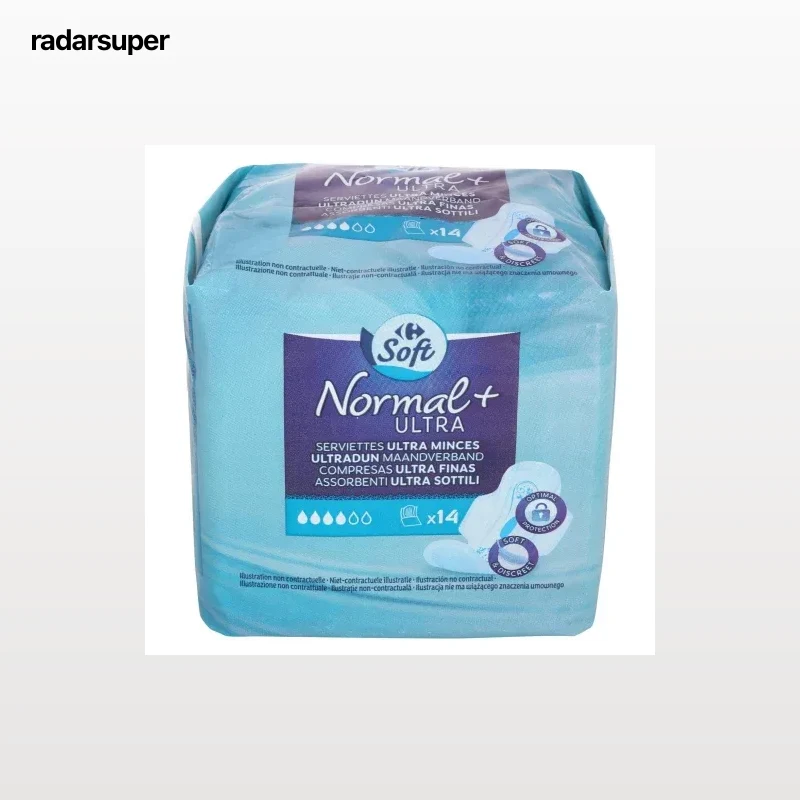 Compresa ultra finas normal con alas Soft Carrefour 14 ud.