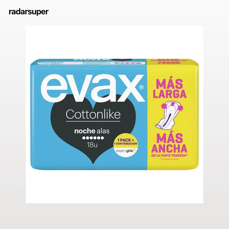 Compresas con alas cottonlike Evax 18 uds noche