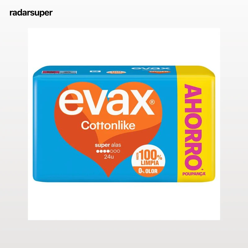 Compresas con alas cottonlike Evax 24 uds super