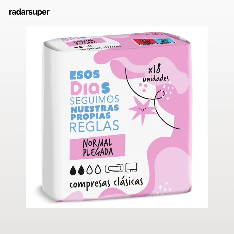 Compresas clásicas normal plegada Esos Dias 18 unidades