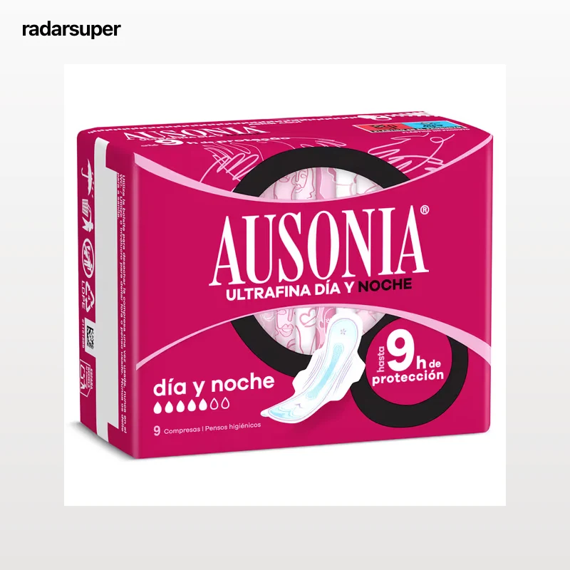 Compresas noche con alas más larga Ausonia 9 unidades