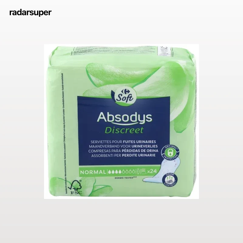 Compresas para incontinencia de orina normal Absodys Discret Carrefour Soft 24 ud.