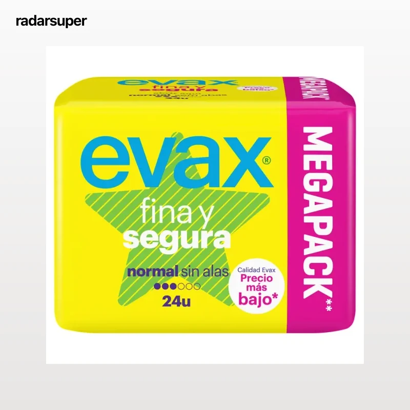 Compresas sin alas fina y segura Evax 24 uds normal