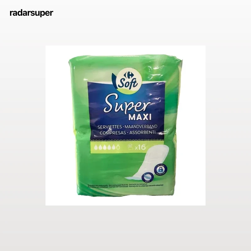 Compresas super sin alas maxi Soft Carrefour 16 ud.