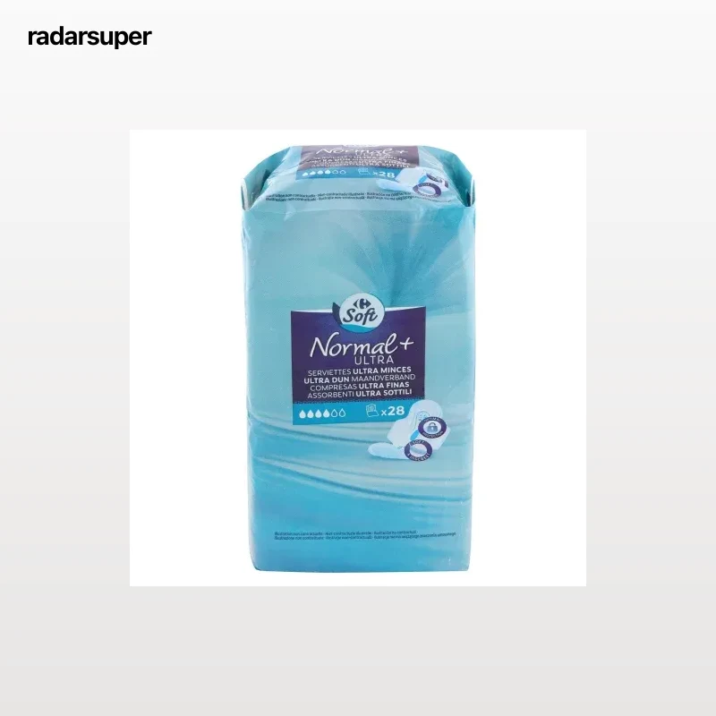 Compresas ultra finas normal con alas Soft Carrefour 28 ud.