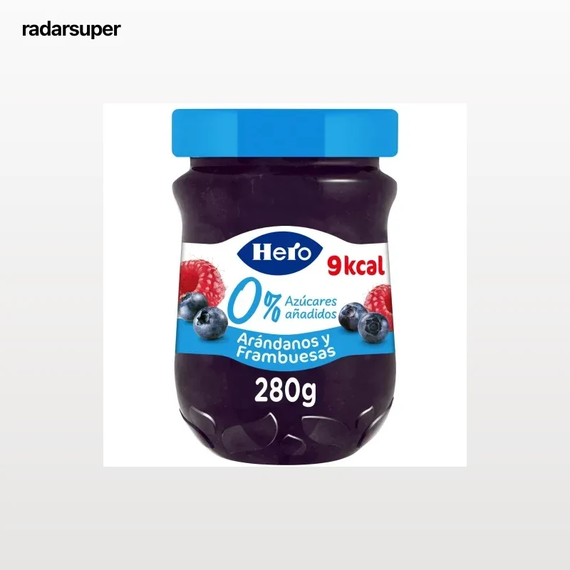Confitura de arándanos y frambuesas Diet Hero sin azúcar añadido 280 g.