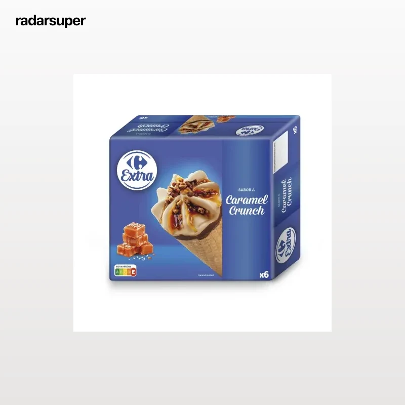 Cono helado sabor a caramelo crunch Carrefour Extra 6 uds.