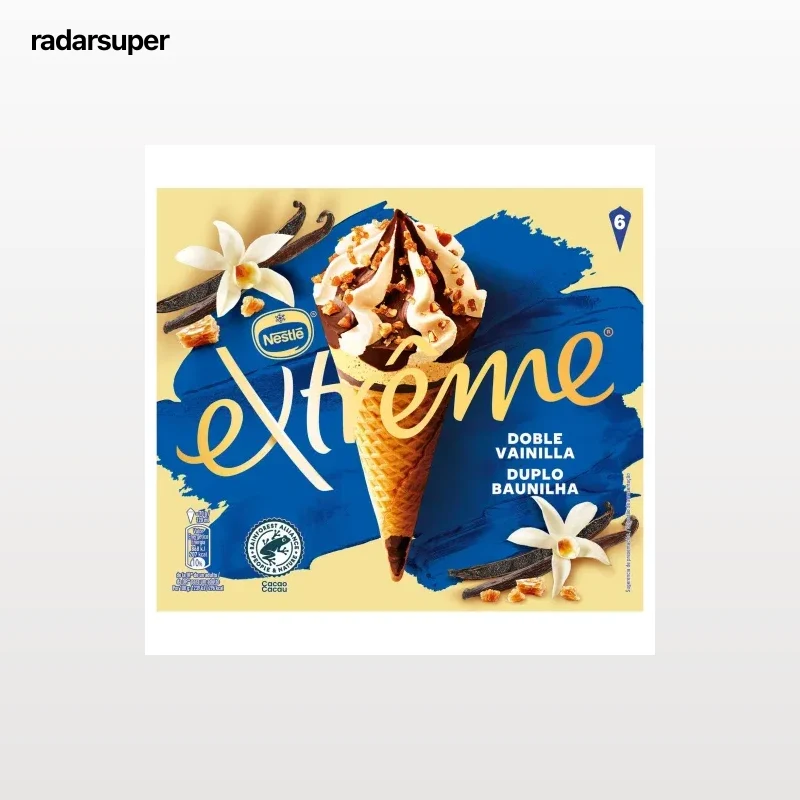 Conos con helado de vainilla Extrême Nestle 6 ud.