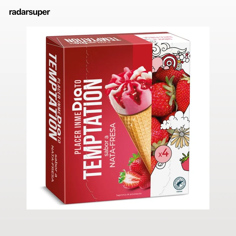 Conos de nata y fresa Dia Temptation 4 x 68 g