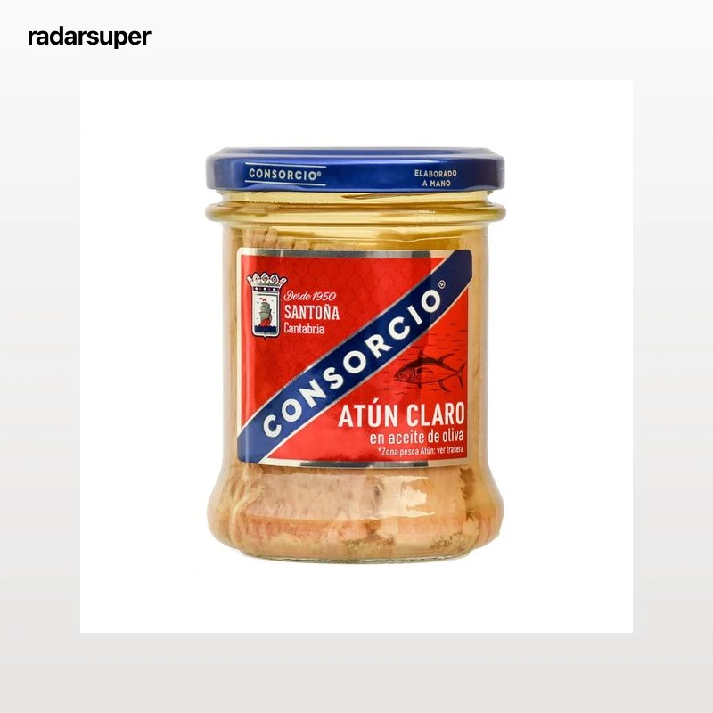 CONSORCIO Atún claro en aceite de oliva frasco de 195 g.