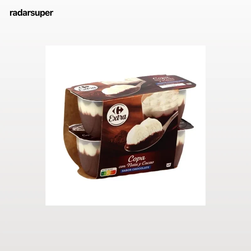 Copa de chocolate con nata Carrefour Extra pack de 4 unidades de 115 g.