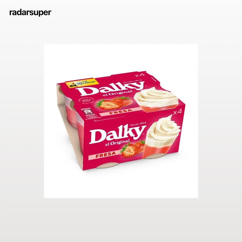 Copa de fresa con nata Nestlé La Lechera sin gluten pack de 4 unidades de 100 g.