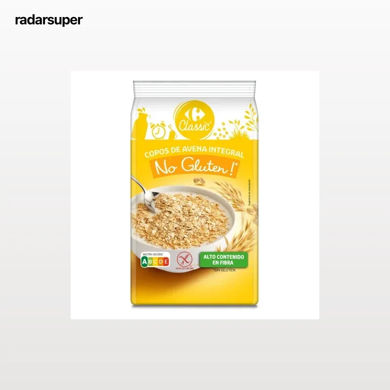 Copos de avena integral Classic Carrefour sin gluten 500 g.