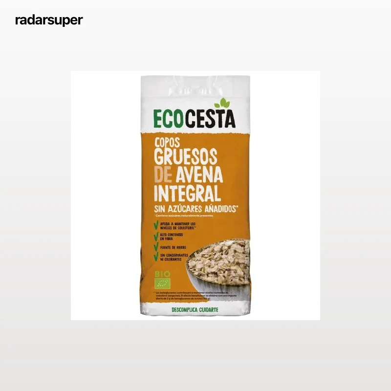 Copos de avena integral ecológicos EcoCesta sin azúcar añadido 500 g.