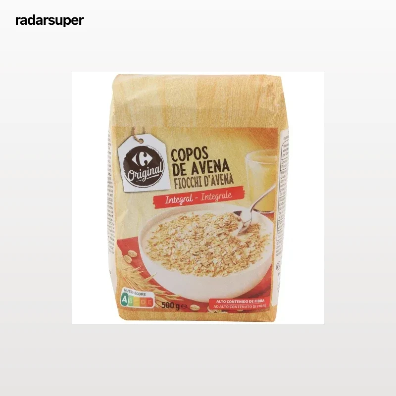Copos de avena integral Original Carrefour 500 g.