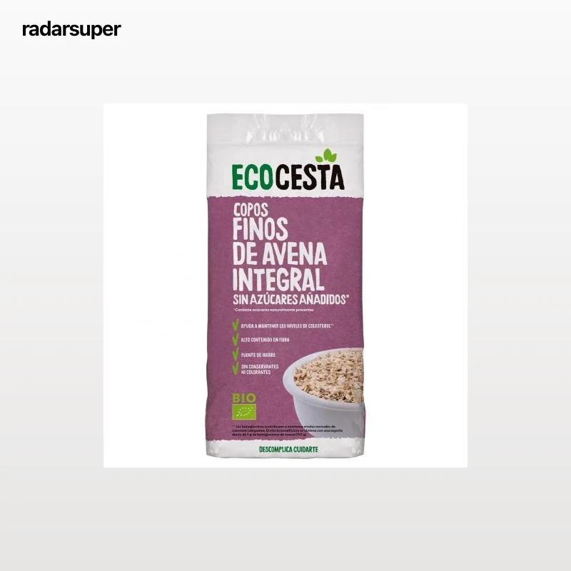 Copos de avena suave integral ecológicos EcoCesta 500 g.