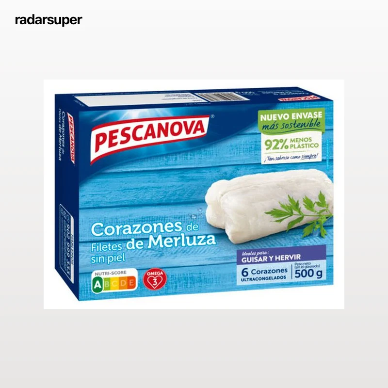 Corazón filete merluza Pescanova 500g sin piel
