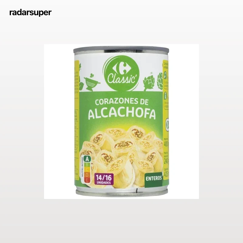 Corazones de alcachofa enteros Classic Carrefour 240 g.