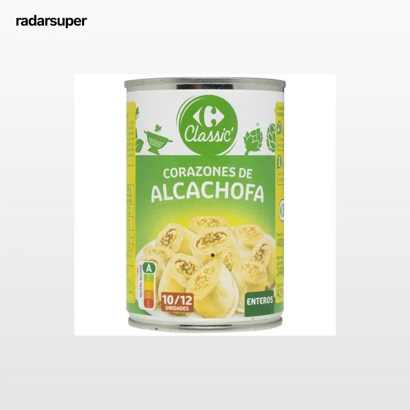 Corazones de alcachofas 10/12 piezas Carrefour Classic 240 g.