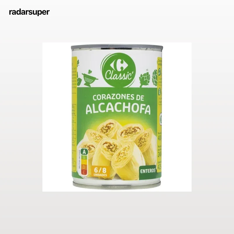 Corazones de alcachofas 6/8 piezas Carrefour 240 g.