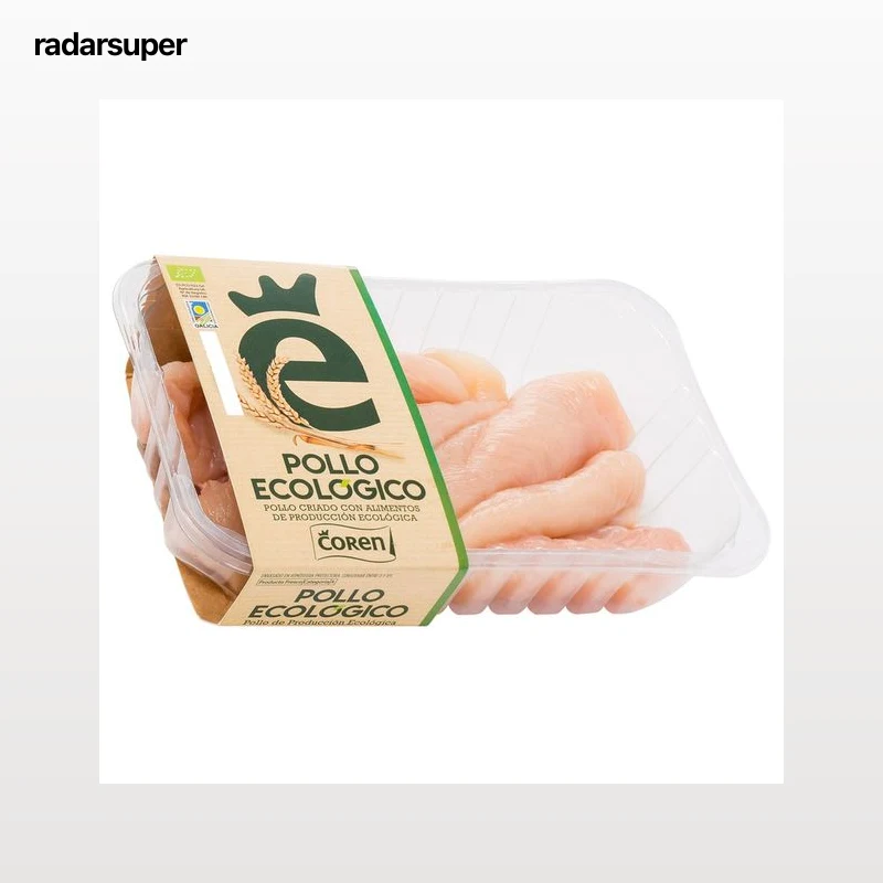 COREN Bandeja de pechuga de pollo ecológico fileteada.