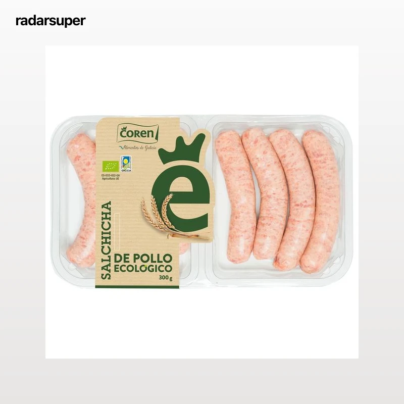 COREN Bandeja de salchichas de pollo ecológico 300 g.