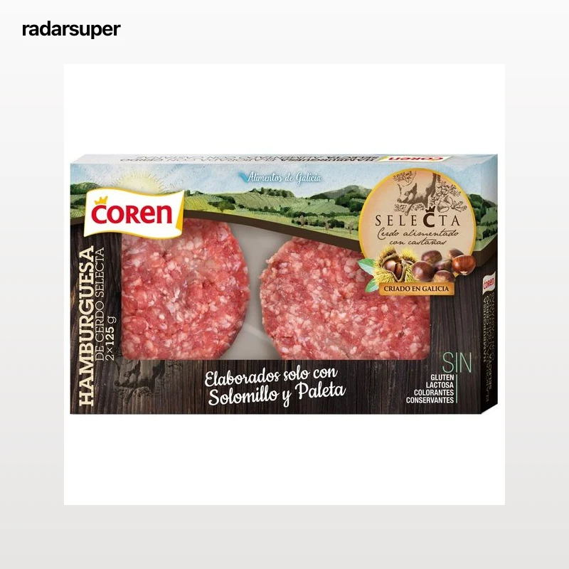 COREN Selecta Hamburguesas de cerdo alimentado con castañas 2 x 125 g.