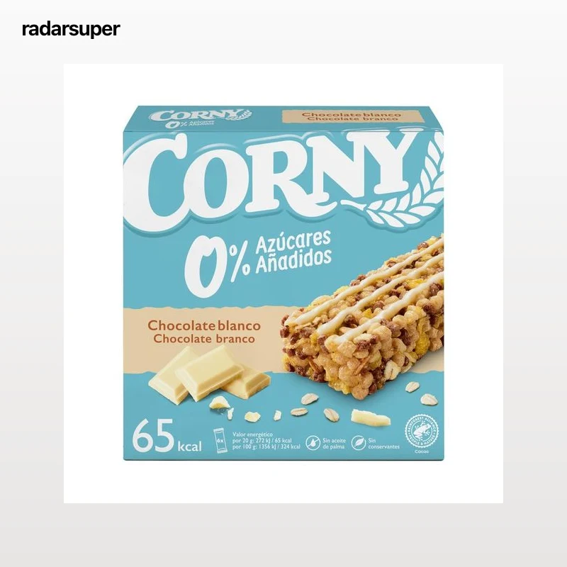 CORNY Barritas de cereales 0 % azúcares añadidos con chocolate blanco 6 uds. x 20 g.