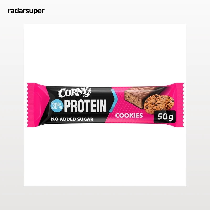CORNY Protein Barrita de proteínas con chocolate con leche, sabor a cookies, sin azúcares añadidos 50 g.