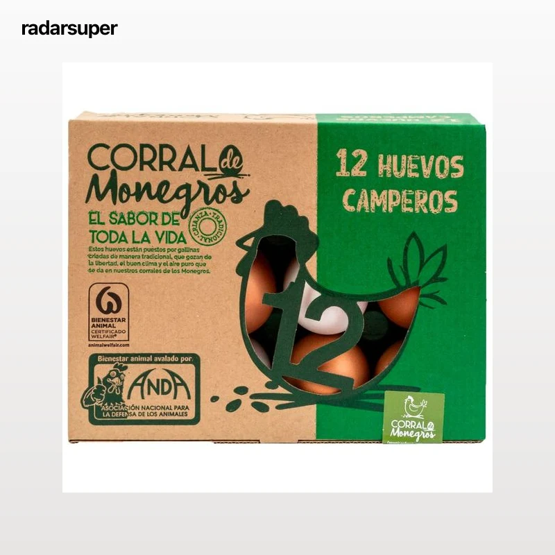 CORRAL DE MONEGROS Huevos de gallinas camperas clase M-L y cat. A 12 uds.