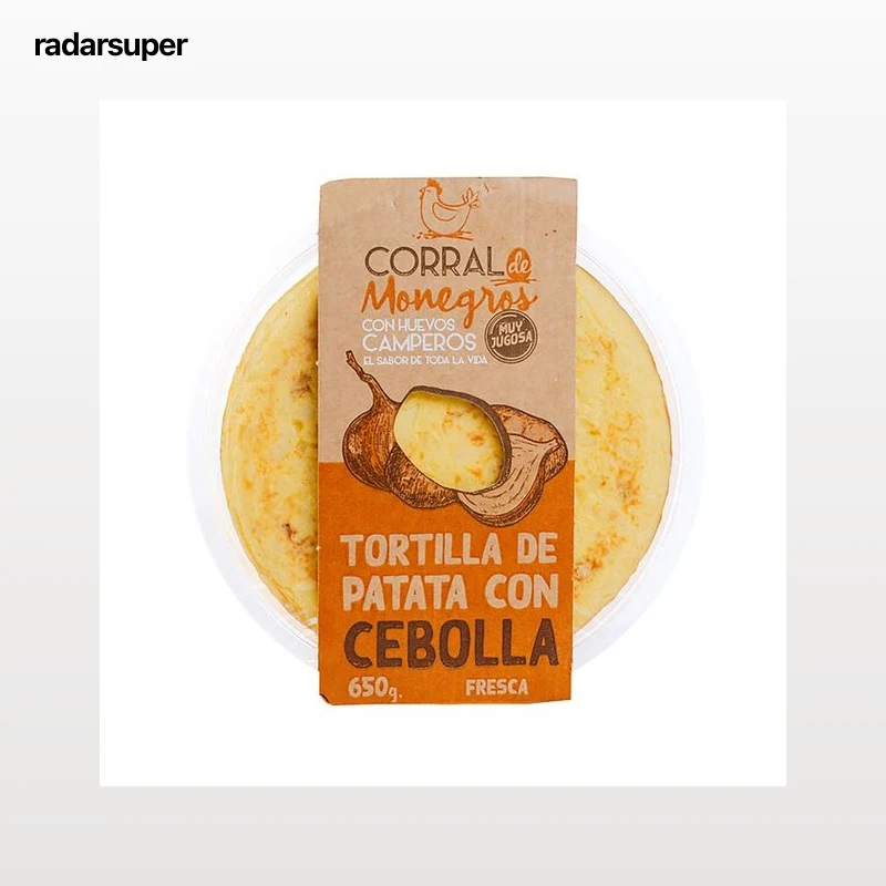CORRAL DE MONEGROS Tortilla de patatas fresca y con cebolla CORRAL DE MONEGROS 650 g.