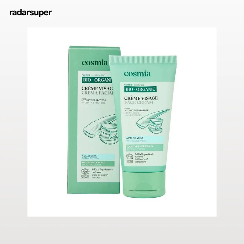 COSMIA Bio Crema facial hidratante con aloe vera ecológico para todo tipo de pieles 50 ml.