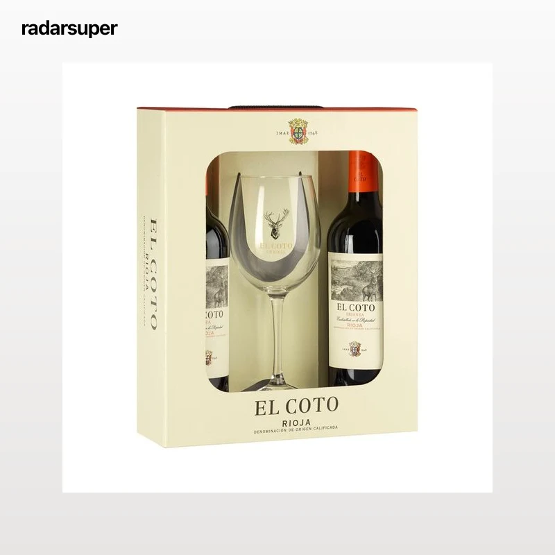 EL COTO Estuche con 2 botella de vino tinto crianza con D. O. Ca. Rioja + copa.